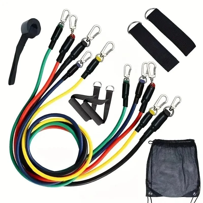 11 Stück/Set Zugseil, Widerstandsbänder, tragbare Fitnessgeräte, Knöchelgurt, Brust-Expander, elastisches Übungsband