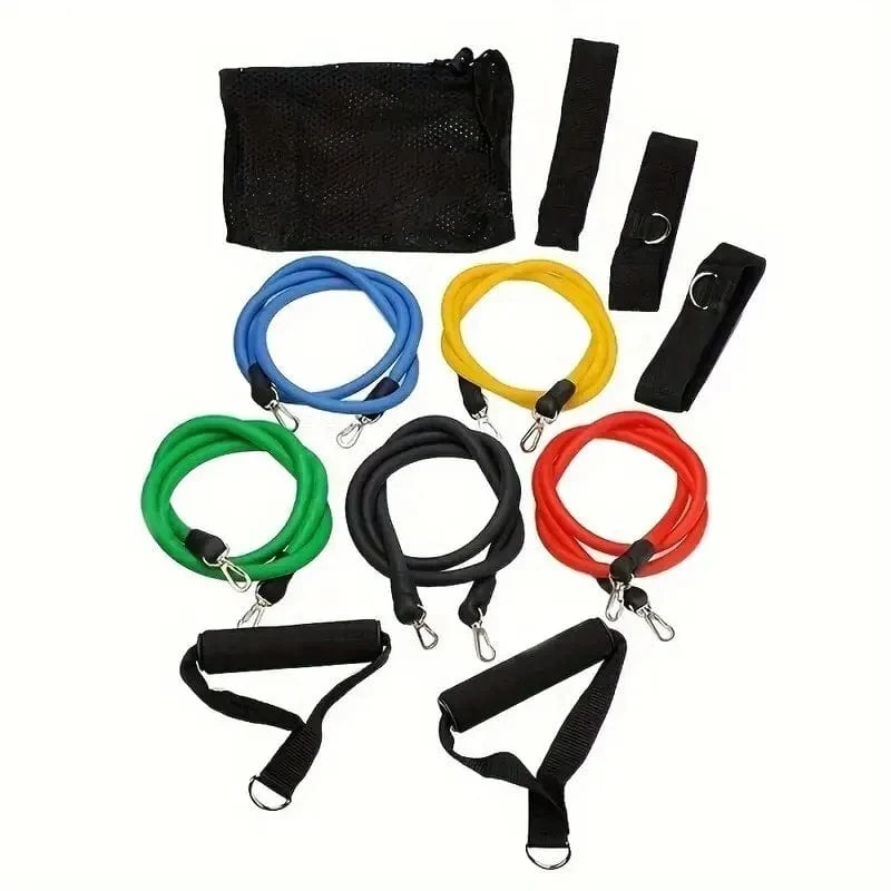 11 Stück/Set Zugseil, Widerstandsbänder, tragbare Fitnessgeräte, Knöchelgurt, Brust-Expander, elastisches Übungsband