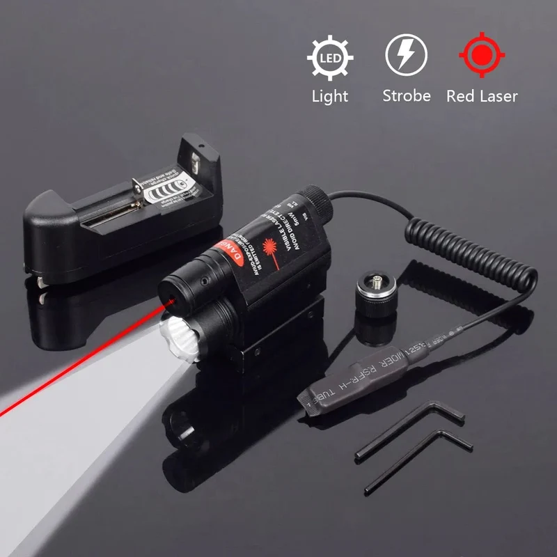 Taktische Waffe Taschenlampe mit Fernbedienung Schalter Red Dot Laser Anblick Militär Pistole Gun Licht für Glock 17 19/20mm Schiene Jagd