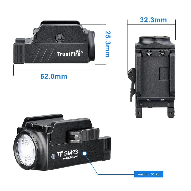 Trustfire GM23 Led Taktische Taschenlampe 800Lumen USB Aufladbare Schiene Montiert Schnell Release Waffe Gun Lichter Glock 19 17 Taurus