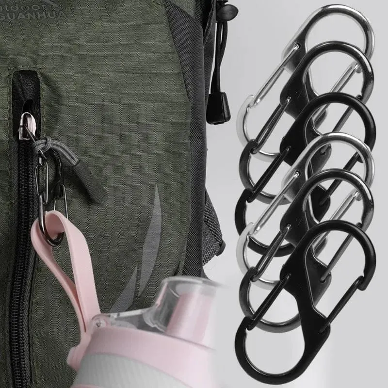 5 Stück S-Typ Karabiner aus Zinklegierung mit Schloss Mini-Schlüsselanhänger-Haken Diebstahlsicherung für Outdoor-Camping-Rucksack Schnalle Schlüsselschloss Zubehör