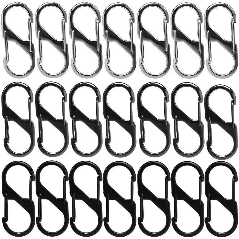5 Stück S-Typ Karabiner aus Zinklegierung mit Schloss Mini-Schlüsselanhänger-Haken Diebstahlsicherung für Outdoor-Camping-Rucksack Schnalle Schlüsselschloss Zubehör