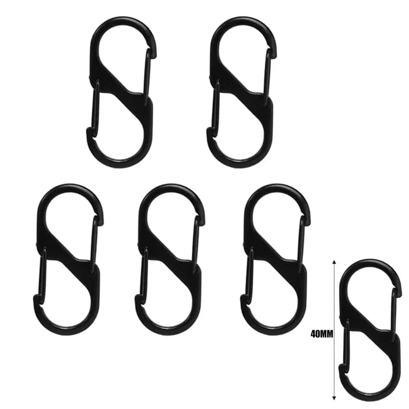 5 Stück S-Typ Karabiner aus Zinklegierung mit Schloss Mini-Schlüsselanhänger-Haken Diebstahlsicherung für Outdoor-Camping-Rucksack Schnalle Schlüsselschloss Zubehör