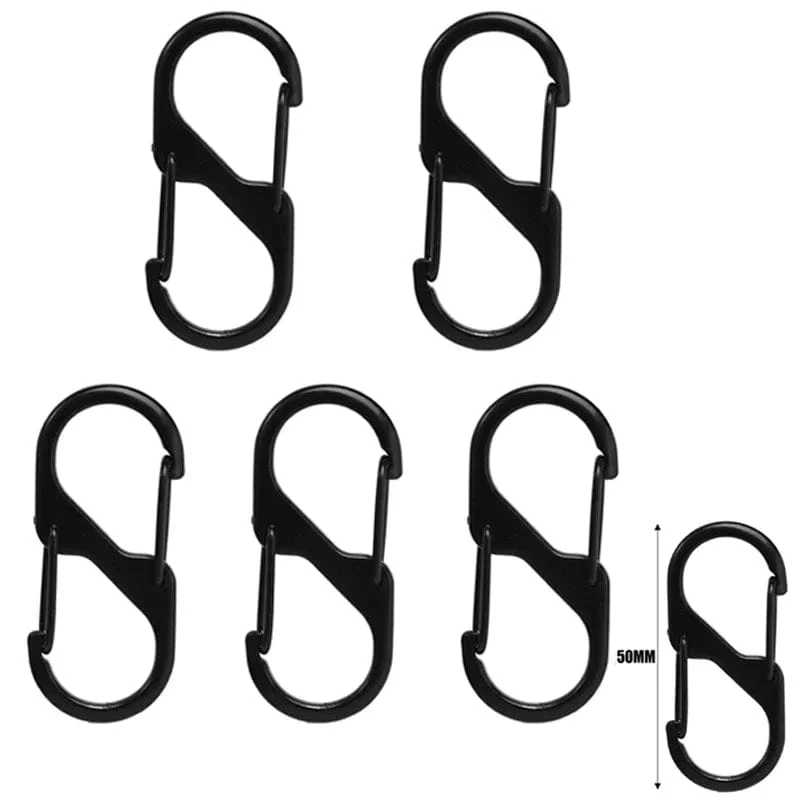 5 Stück S-Typ Karabiner aus Zinklegierung mit Schloss Mini-Schlüsselanhänger-Haken Diebstahlsicherung für Outdoor-Camping-Rucksack Schnalle Schlüsselschloss Zubehör