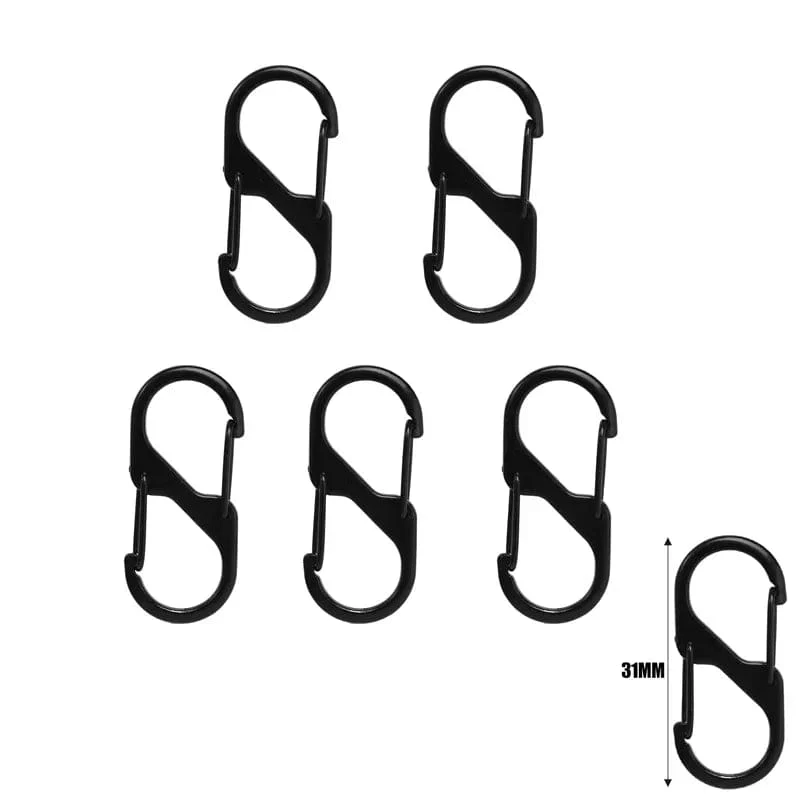 5 Stück S-Typ Karabiner aus Zinklegierung mit Schloss Mini-Schlüsselanhänger-Haken Diebstahlsicherung für Outdoor-Camping-Rucksack Schnalle Schlüsselschloss Zubehör