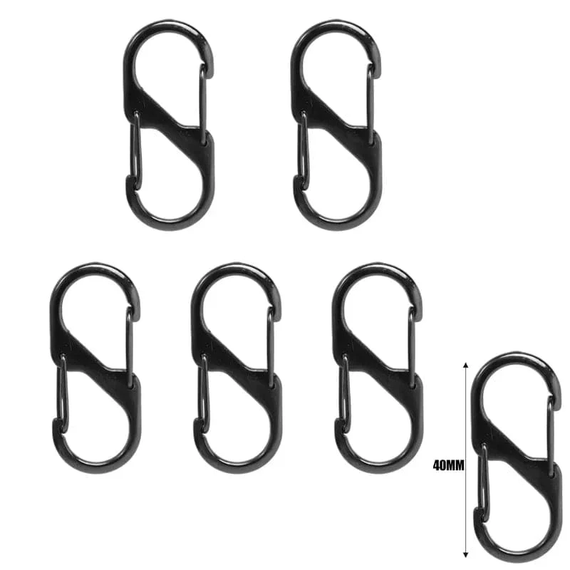 5 Stück S-Typ Karabiner aus Zinklegierung mit Schloss Mini-Schlüsselanhänger-Haken Diebstahlsicherung für Outdoor-Camping-Rucksack Schnalle Schlüsselschloss Zubehör