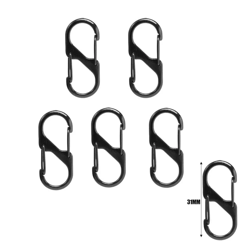 5 Stück S-Typ Karabiner aus Zinklegierung mit Schloss Mini-Schlüsselanhänger-Haken Diebstahlsicherung für Outdoor-Camping-Rucksack Schnalle Schlüsselschloss Zubehör