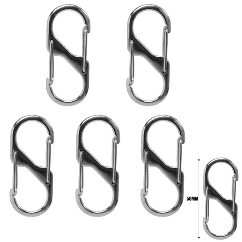 5 Stück S-Typ Karabiner aus Zinklegierung mit Schloss Mini-Schlüsselanhänger-Haken Diebstahlsicherung für Outdoor-Camping-Rucksack Schnalle Schlüsselschloss Zubehör