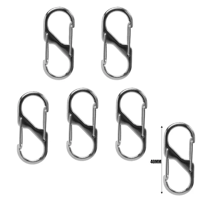 5 Stück S-Typ Karabiner aus Zinklegierung mit Schloss Mini-Schlüsselanhänger-Haken Diebstahlsicherung für Outdoor-Camping-Rucksack Schnalle Schlüsselschloss Zubehör