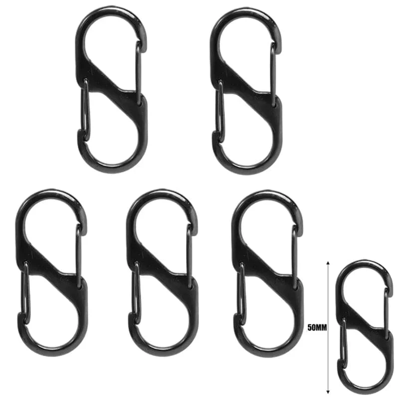 5 Stück S-Typ Karabiner aus Zinklegierung mit Schloss Mini-Schlüsselanhänger-Haken Diebstahlsicherung für Outdoor-Camping-Rucksack Schnalle Schlüsselschloss Zubehör