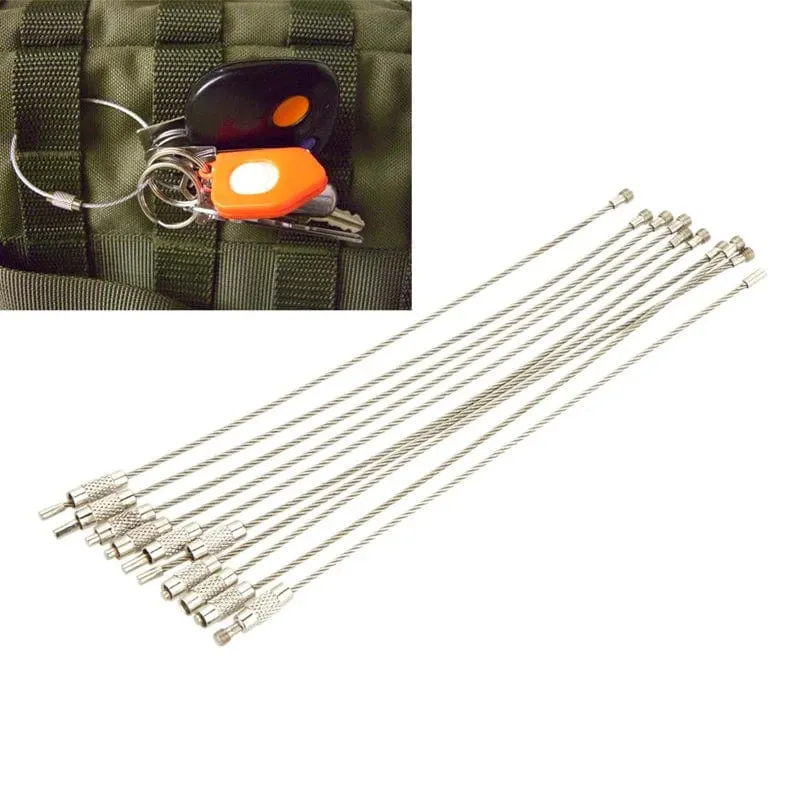 10 STÜCKE 15 CM Outdoor-werkzeuge EDC Taktische Ausrüstung Für Campingwerkzeuge Multi Keychain Kit Edelstahl Drahtseil Schlüsselanhänger Tourismuskette