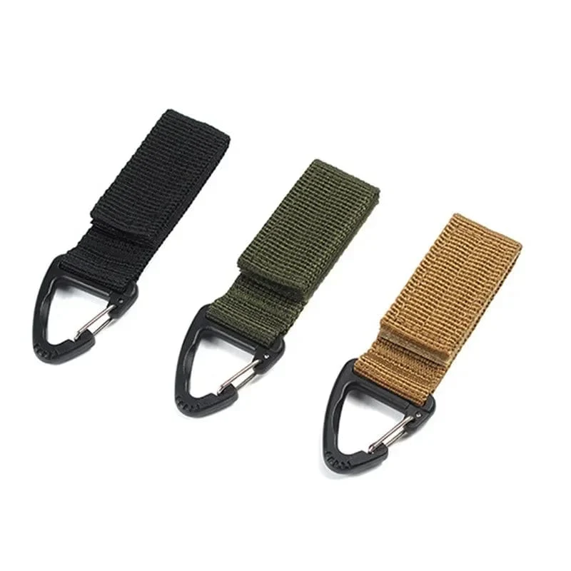 Outdoor Camping Wandern Nylon Band Schlüsselanhänger Molle Taktischer Rucksack Dreieck Rucksack Gürteltasche Verschluss Haken Schnalle Kletterwerkzeug