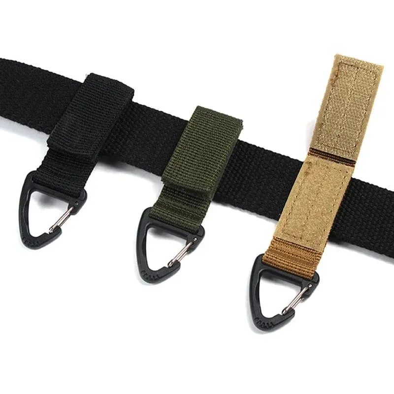 Outdoor Camping Wandern Nylon Band Schlüsselanhänger Molle Taktischer Rucksack Dreieck Rucksack Gürteltasche Verschluss Haken Schnalle Kletterwerkzeug