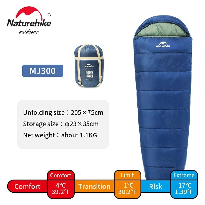 Naturehike Schlafsack MJ300 -1 ℃ Leichte MJ600 -12 ℃ Mumienschlafsack Outdoor Camping Baumwolle Winter Schlafsack