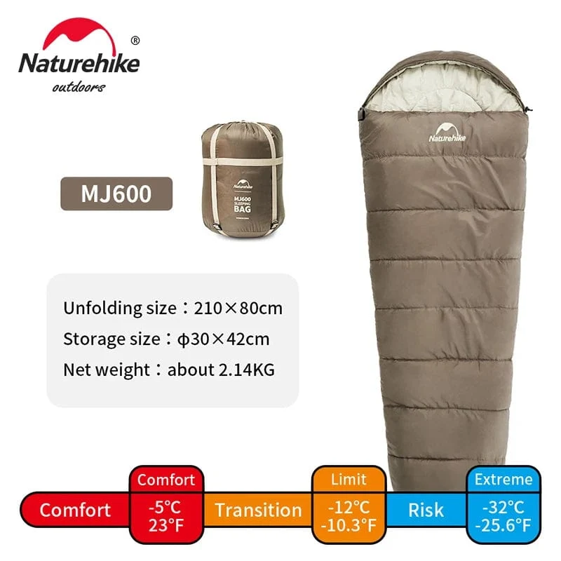 Naturehike Schlafsack MJ300 -1 ℃ Leichte MJ600 -12 ℃ Mumienschlafsack Outdoor Camping Baumwolle Winter Schlafsack