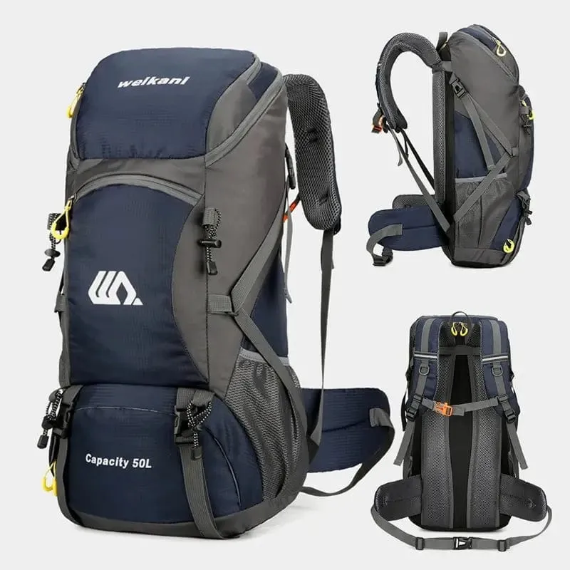 50L Reiserucksack Campingtasche für Männer Große Wandertasche Tourist Rucksack Wasserdichte Outdoor Sport Klettern Bergsteigen Tasche