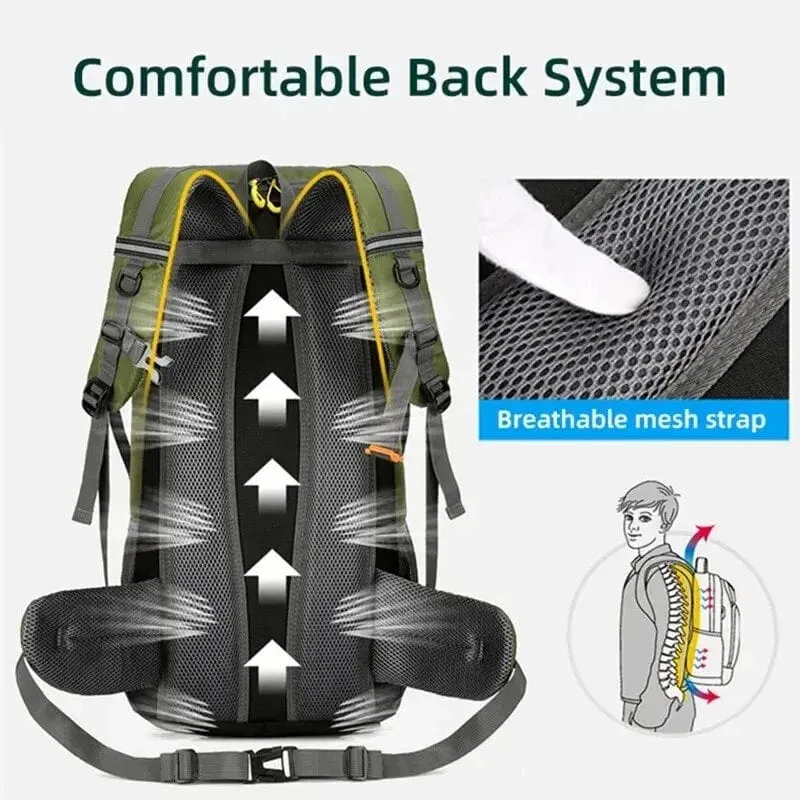 50L Reiserucksack Campingtasche für Männer Große Wandertasche Tourist Rucksack Wasserdichte Outdoor Sport Klettern Bergsteigen Tasche