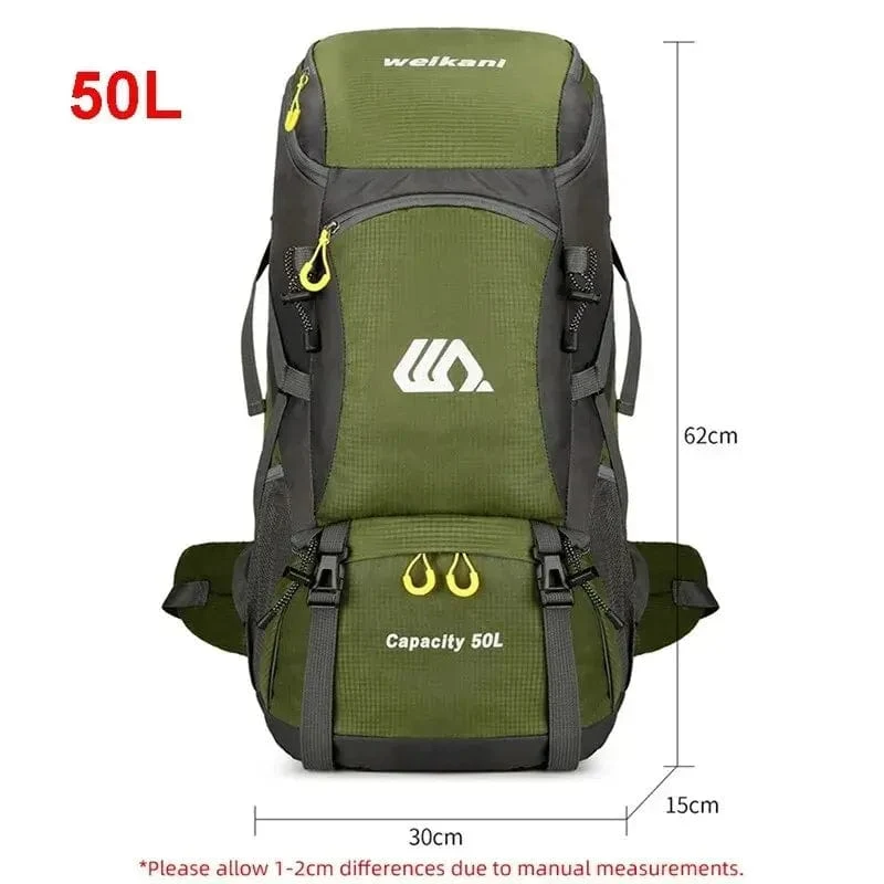 50L Reiserucksack Campingtasche für Männer Große Wandertasche Tourist Rucksack Wasserdichte Outdoor Sport Klettern Bergsteigen Tasche