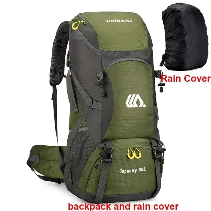 50L Reiserucksack Campingtasche für Männer Große Wandertasche Tourist Rucksack Wasserdichte Outdoor Sport Klettern Bergsteigen Tasche