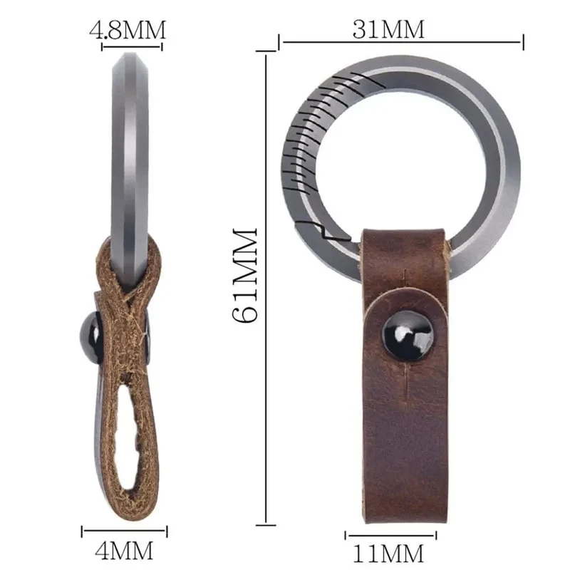 TC4 Titanlegierung Schlüsselanhänger Schlüsselanhänger Schnalle Anhänger Super Rindsleder Mann Auto Schlüsselanhänger für männliche Kreativität Geschenk EDC Outdoor-Tool