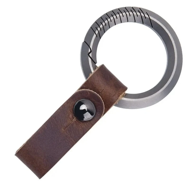 TC4 Titanlegierung Schlüsselanhänger Schlüsselanhänger Schnalle Anhänger Super Rindsleder Mann Auto Schlüsselanhänger für männliche Kreativität Geschenk EDC Outdoor-Tool
