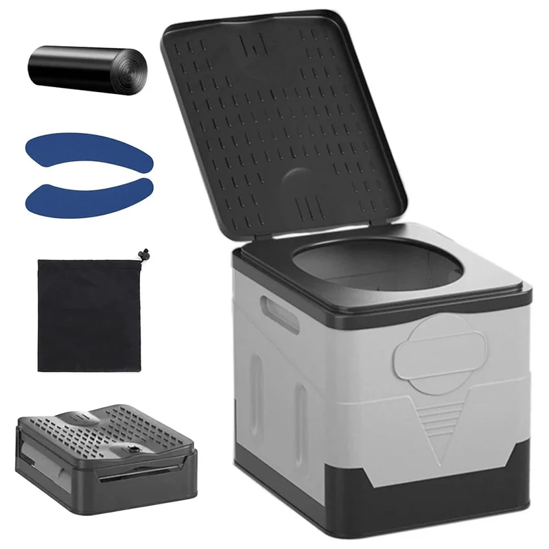 Tragbare Toilette, Auto-Toilette, Eimer, Mülleimer, Reisen, Outdoor, Camp, zusammenklappbare Toilette für Tour, Notfall, Selbstfahren, für Erwachsene und Kinder