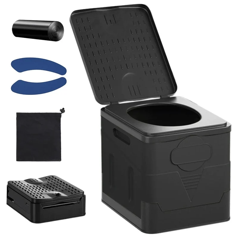 Tragbare Toilette, Auto-Toilette, Eimer, Mülleimer, Reisen, Outdoor, Camp, zusammenklappbare Toilette für Tour, Notfall, Selbstfahren, für Erwachsene und Kinder