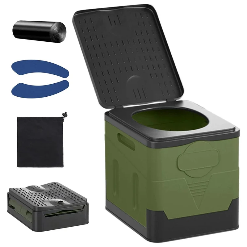 Tragbare Toilette, Auto-Toilette, Eimer, Mülleimer, Reisen, Outdoor, Camp, zusammenklappbare Toilette für Tour, Notfall, Selbstfahren, für Erwachsene und Kinder