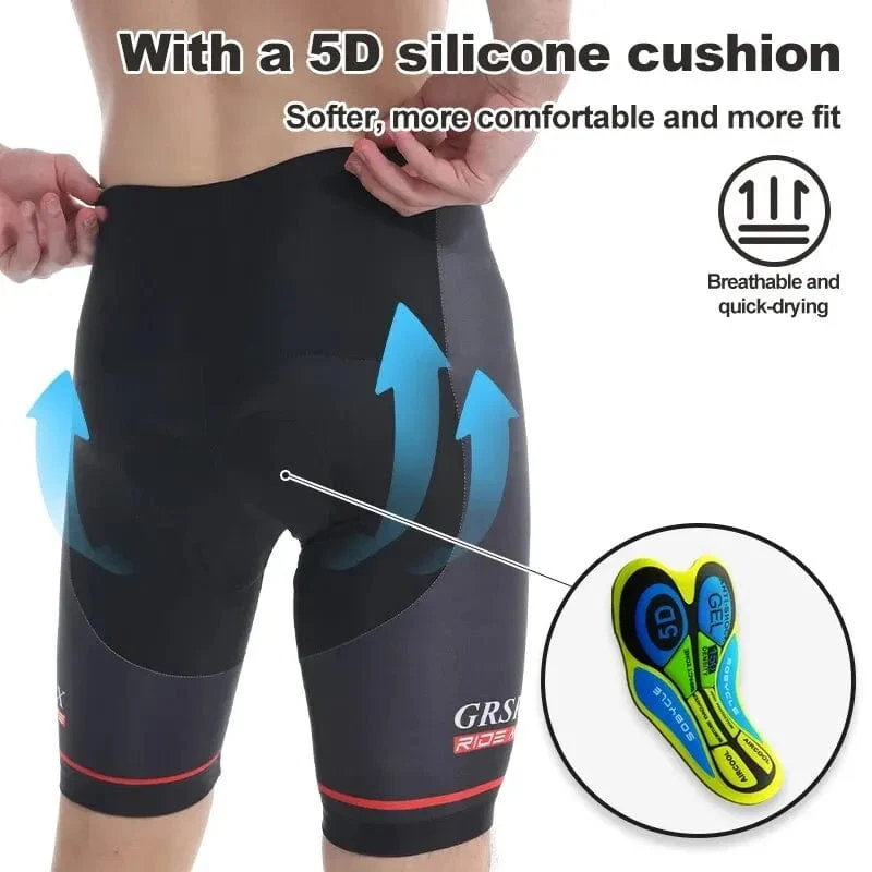 GRSRXX Radhose Herren Anti-Rutsch-Beingriffe Fahrradshorts Stoßfestes 5D-Pad Atmungsaktives Reitfahrrad Trägerhose Ciclismo