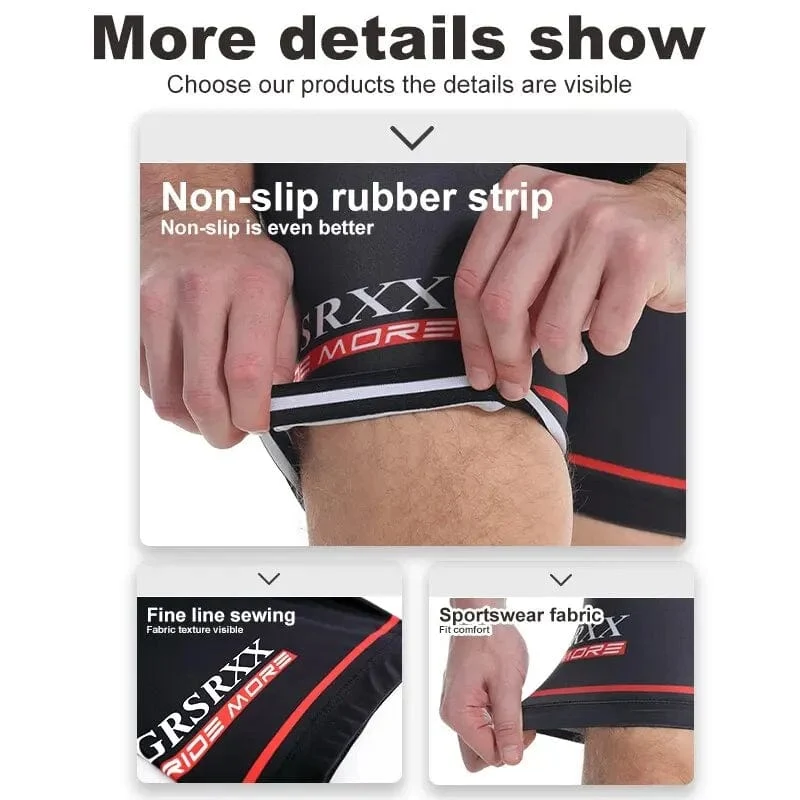 GRSRXX Radhose Herren Anti-Rutsch-Beingriffe Fahrradshorts Stoßfestes 5D-Pad Atmungsaktives Reitfahrrad Trägerhose Ciclismo