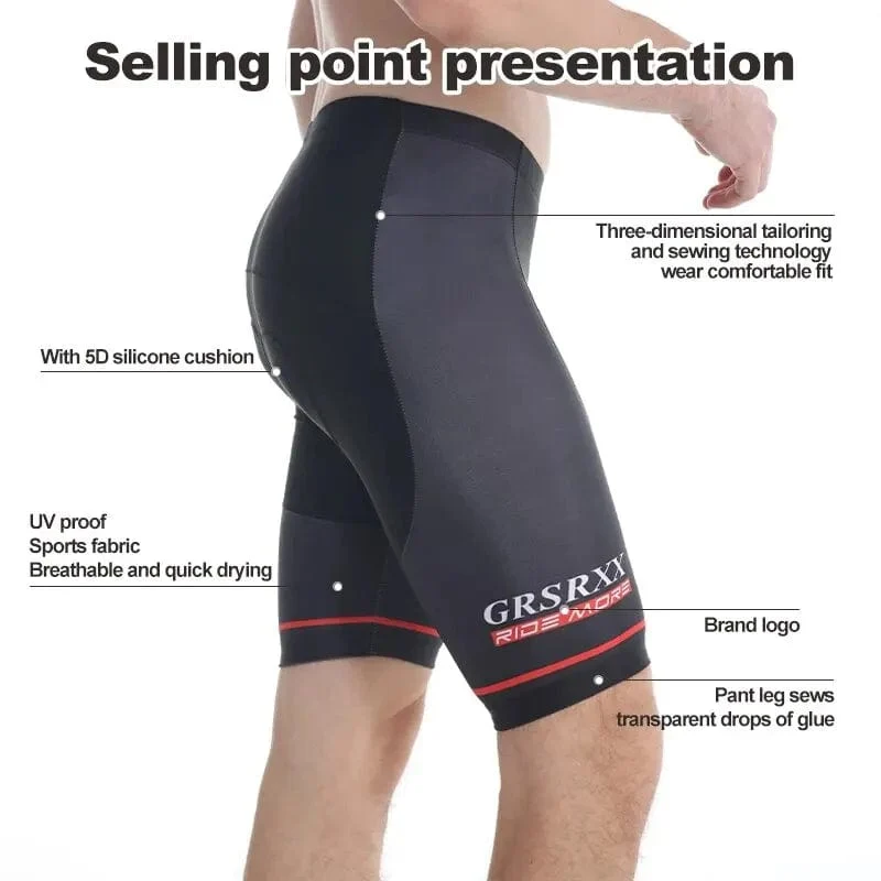 GRSRXX Radhose Herren Anti-Rutsch-Beingriffe Fahrradshorts Stoßfestes 5D-Pad Atmungsaktives Reitfahrrad Trägerhose Ciclismo