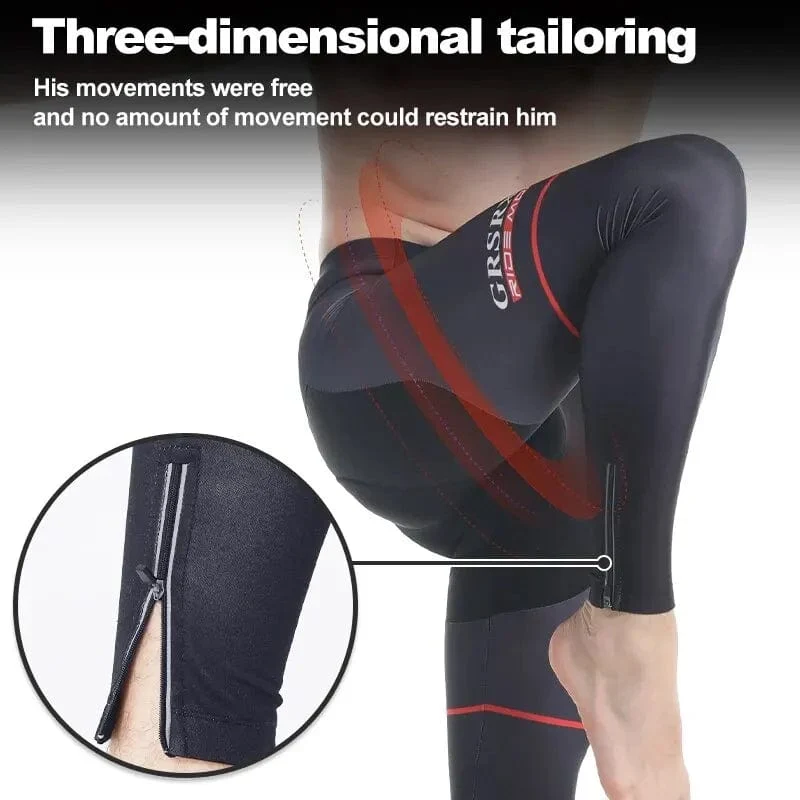 GRSRXX Fahrradhose Herbst Winter Fleece Thermal 5D GEL Gepolsterte Radhose Herren Radsport-Trägerhose Winddichte lange Fahrradhose