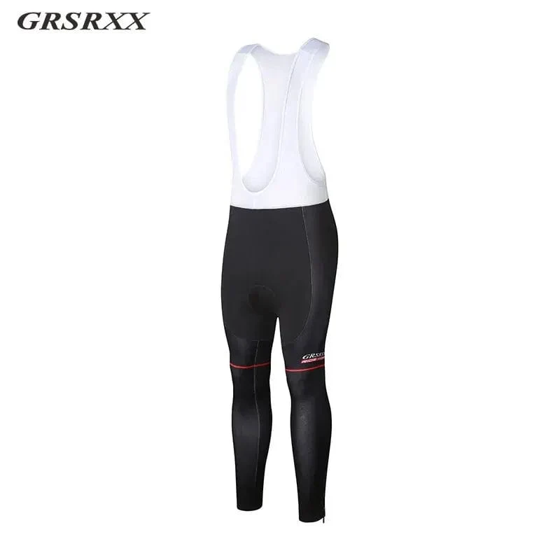 GRSRXX Fahrradhose Herbst Winter Fleece Thermal 5D GEL Gepolsterte Radhose Herren Radsport-Trägerhose Winddichte lange Fahrradhose