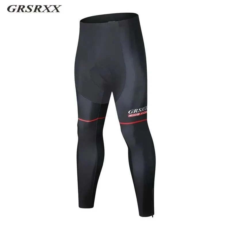 GRSRXX Fahrradhose Herbst Winter Fleece Thermal 5D GEL Gepolsterte Radhose Herren Radsport-Trägerhose Winddichte lange Fahrradhose