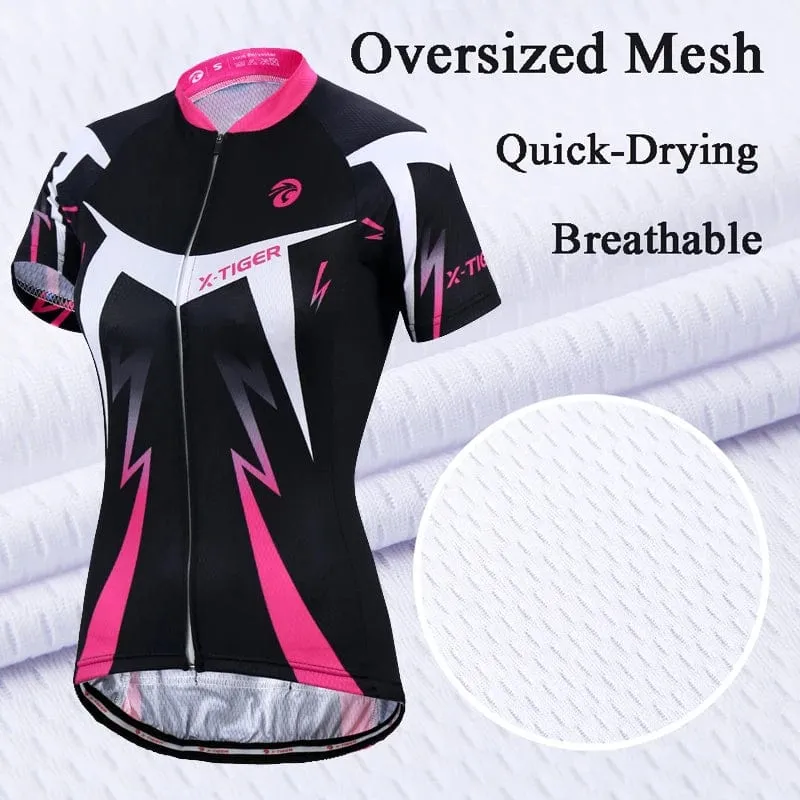 X-Tiger Damen-Radsport-Set, Sommer-Kurzarmanzug, Anti-UV-Fahrradbekleidung, schnell trocknendes Trikot, Mountainbike-Fahrradbekleidung