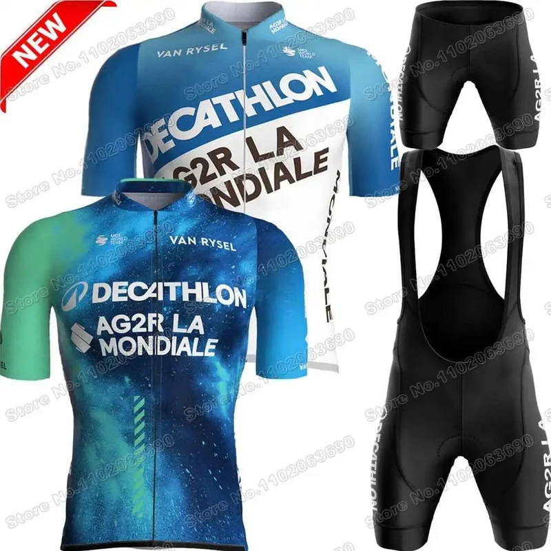 2024 AG2R Radfahren Jersey Set Sommer Frankreich Pro Team Radfahren Kleidung Männer Rennrad Hemd Anzug Fahrrad Bib Shorts MTB maillot