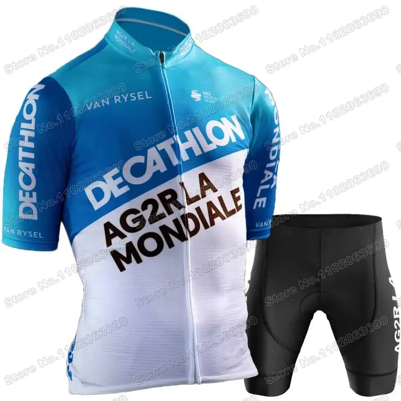 2024 AG2R Radfahren Jersey Set Sommer Frankreich Pro Team Radfahren Kleidung Männer Rennrad Hemd Anzug Fahrrad Bib Shorts MTB maillot