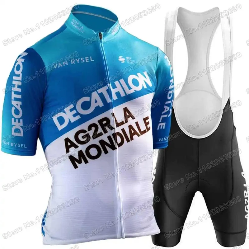 2024 AG2R Radfahren Jersey Set Sommer Frankreich Pro Team Radfahren Kleidung Männer Rennrad Hemd Anzug Fahrrad Bib Shorts MTB maillot