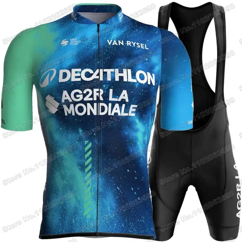 2024 AG2R Radfahren Jersey Set Sommer Frankreich Pro Team Radfahren Kleidung Männer Rennrad Hemd Anzug Fahrrad Bib Shorts MTB maillot