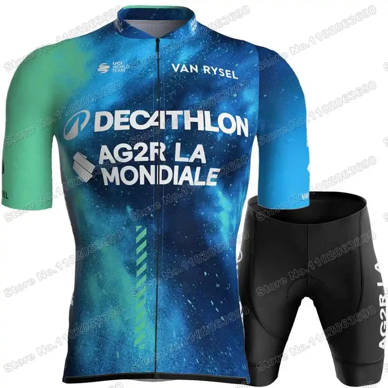 2024 AG2R Radfahren Jersey Set Sommer Frankreich Pro Team Radfahren Kleidung Männer Rennrad Hemd Anzug Fahrrad Bib Shorts MTB maillot
