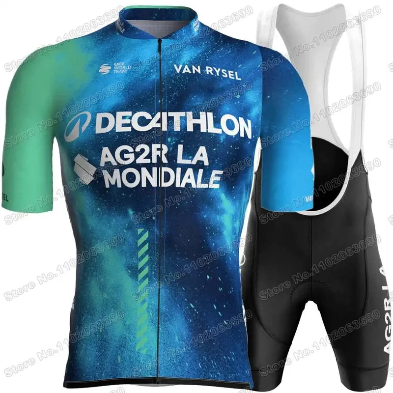 2024 AG2R Radfahren Jersey Set Sommer Frankreich Pro Team Radfahren Kleidung Männer Rennrad Hemd Anzug Fahrrad Bib Shorts MTB maillot