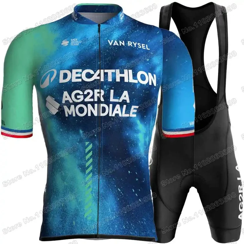 2024 AG2R Radfahren Jersey Set Sommer Frankreich Pro Team Radfahren Kleidung Männer Rennrad Hemd Anzug Fahrrad Bib Shorts MTB maillot