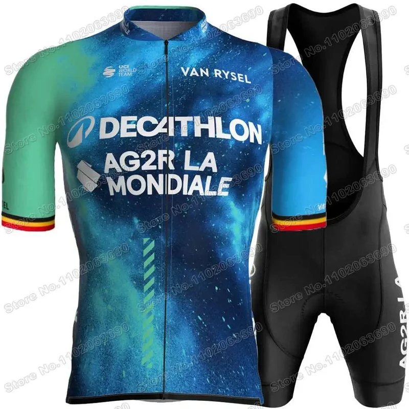 2024 AG2R Radfahren Jersey Set Sommer Frankreich Pro Team Radfahren Kleidung Männer Rennrad Hemd Anzug Fahrrad Bib Shorts MTB maillot
