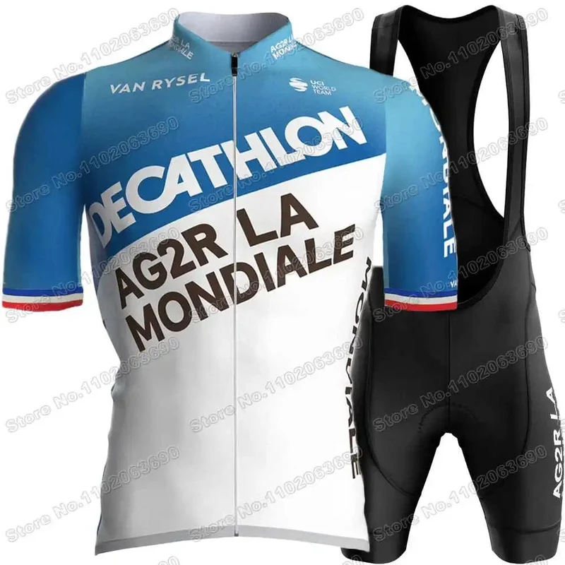 2024 AG2R Radfahren Jersey Set Sommer Frankreich Pro Team Radfahren Kleidung Männer Rennrad Hemd Anzug Fahrrad Bib Shorts MTB maillot