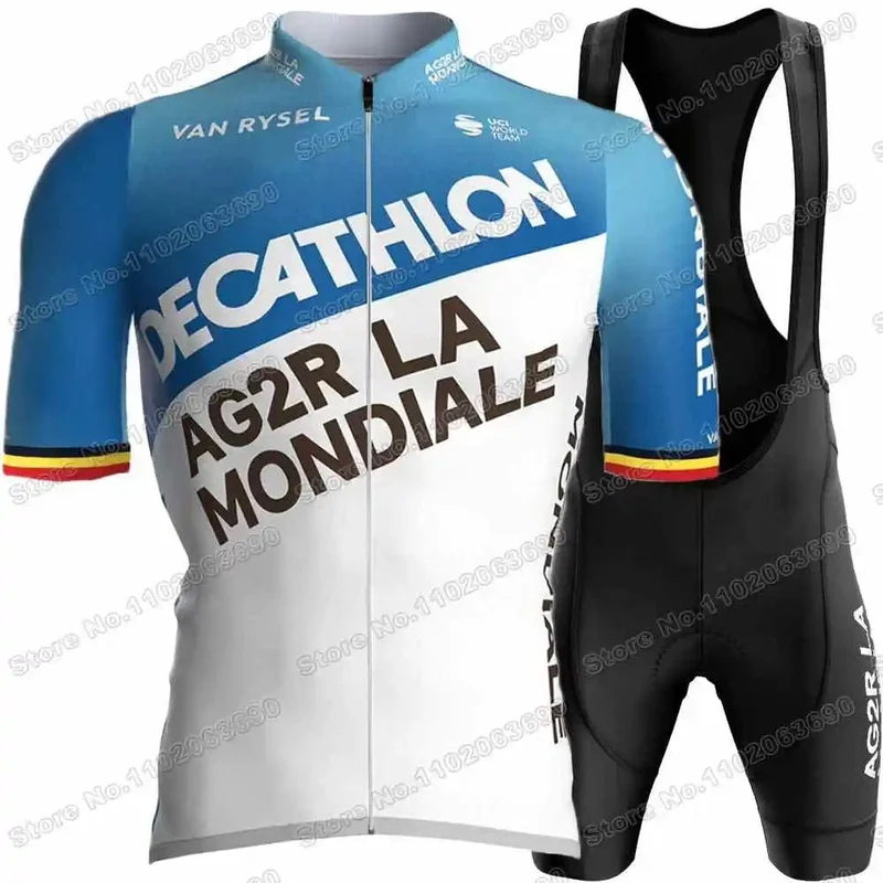 2024 AG2R Radfahren Jersey Set Sommer Frankreich Pro Team Radfahren Kleidung Männer Rennrad Hemd Anzug Fahrrad Bib Shorts MTB maillot