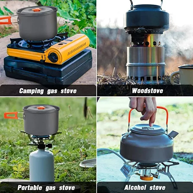Tragbare Camping Geschirr Kochen Set Outdoor Kochgeschirr Pfanne Topf Schüssel Löffel Gabel Utensilien Für Wandern Picknick Reise Wild Campismo