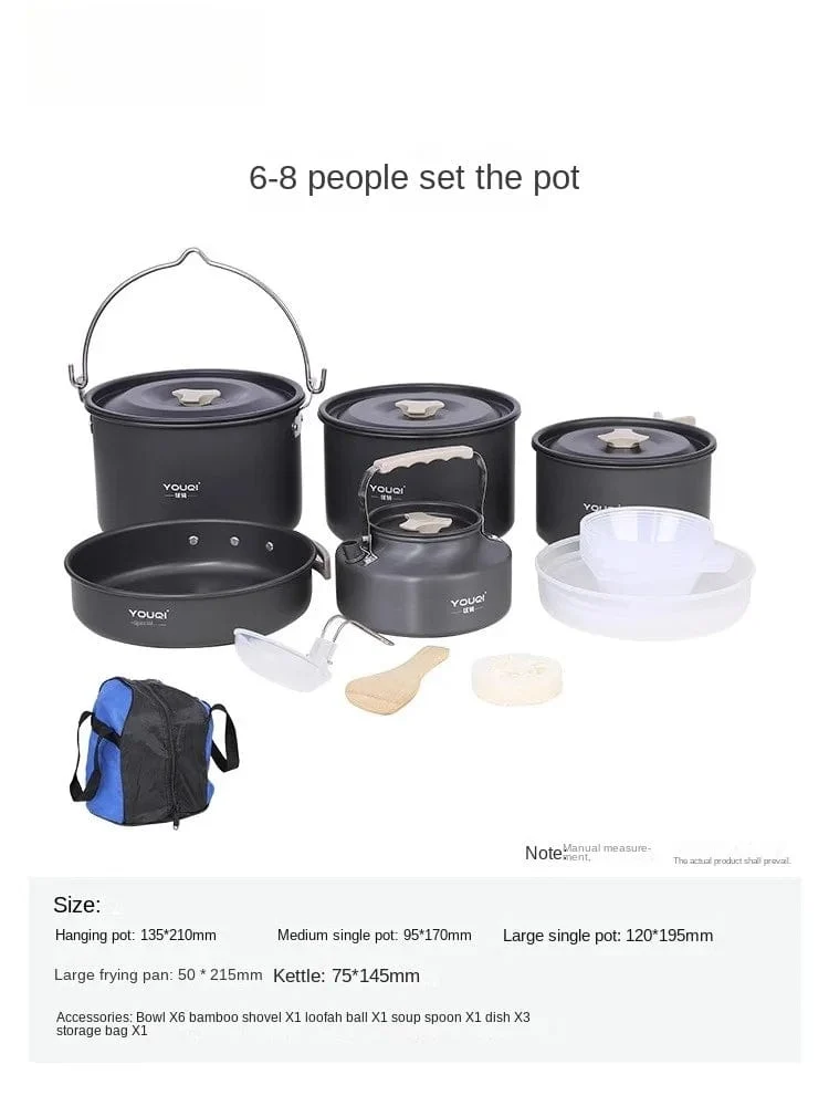 Herd Kochgeschirr Outdoor Camping Picknick Topf Komplettset Instrument Anzug Ersatz geeignet für 2-6 Personen