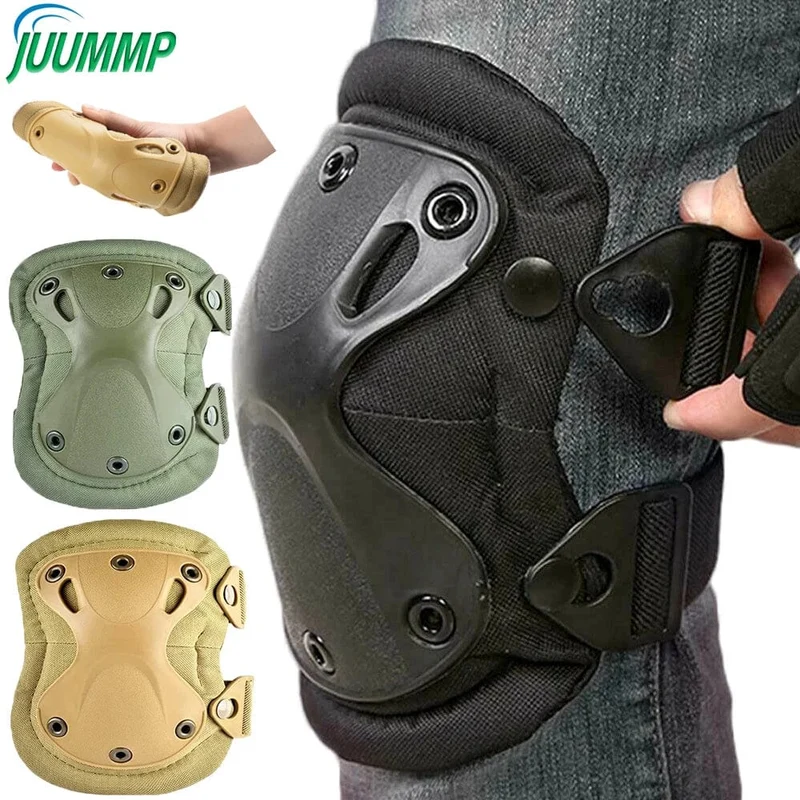 4-teiliges Set Militärische taktische Multicam-Knie- und Ellbogenschützer, verstellbare Skate-Schutzpolster, Army Combat Airsoft Jagd-Sicherheitsausrüstung