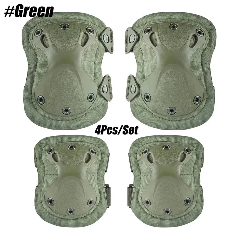 4-teiliges Set Militärische taktische Multicam-Knie- und Ellbogenschützer, verstellbare Skate-Schutzpolster, Army Combat Airsoft Jagd-Sicherheitsausrüstung