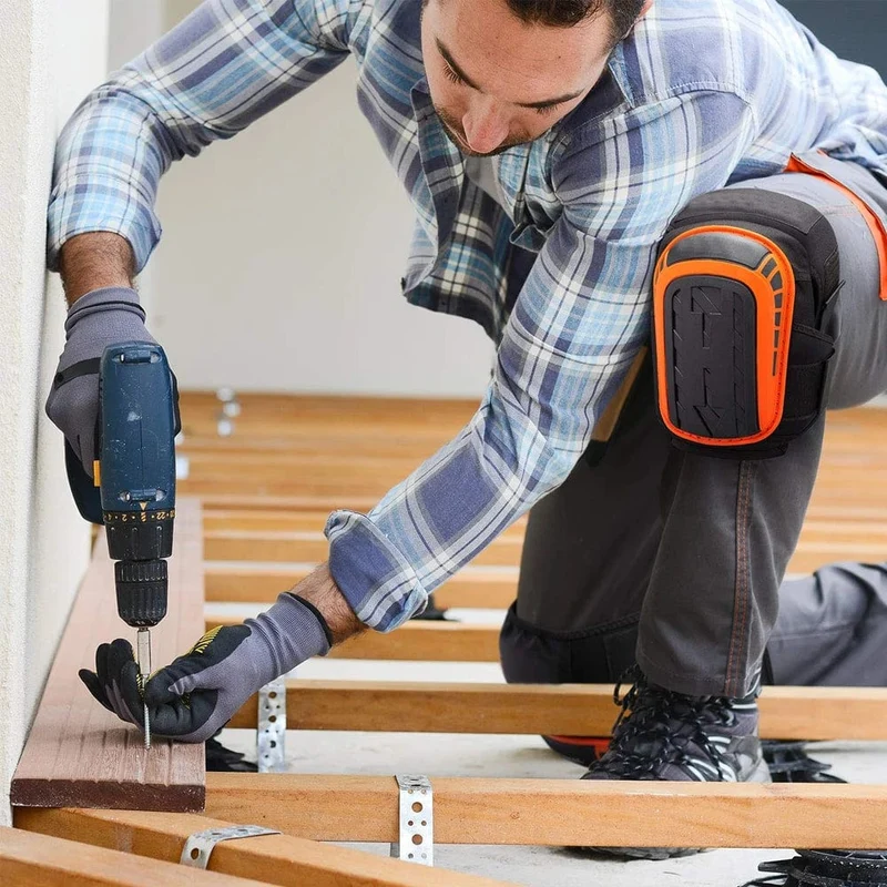 Knieschützer für Arbeit, Bau, Bodenbeläge, Gartenarbeit, Reinigung, mit Doppelgel, dickem Schaumstoffpolster und starkem, verstellbarem, rutschfestem Riemen.